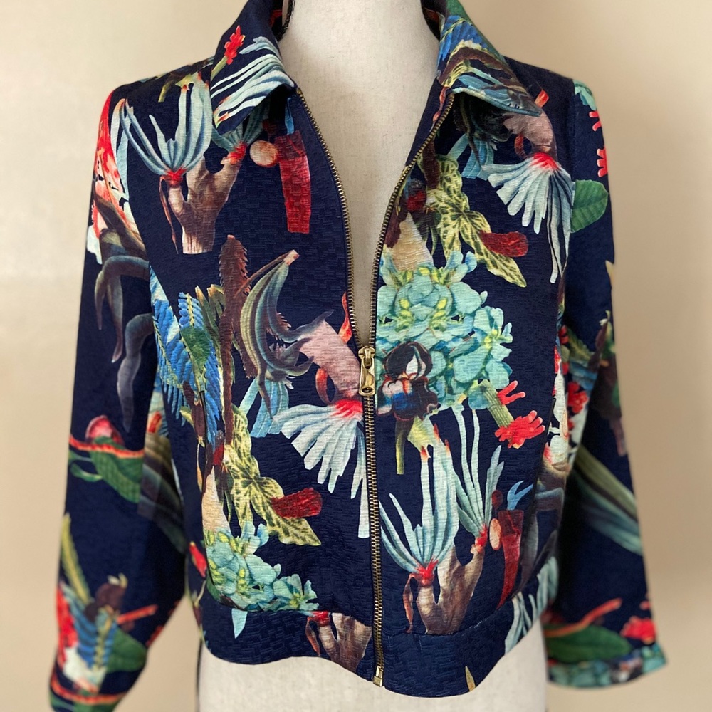 Navy Floral Jacket.  Size M